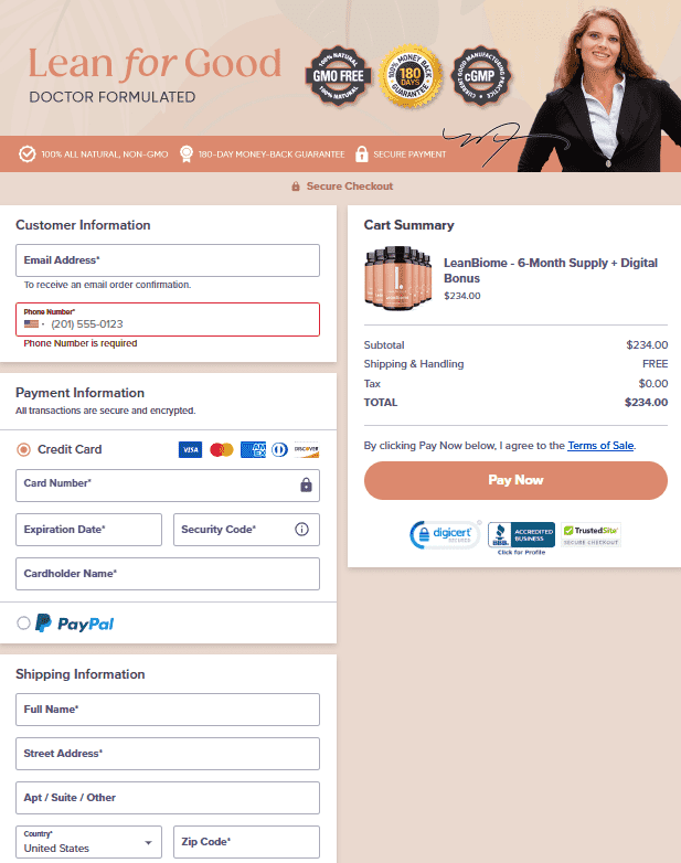 LeanBiome Official Website Secure Order Page